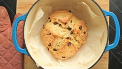 Irish soda bread in a Dutch oven.