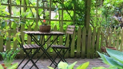 patio table in garden