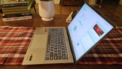 The Acer Swift 14 AI open on a table