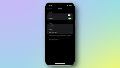 The iPhone settings page showing the option to remove location and captions from photos. This page also includes the option to select the default format for photos and videos shared with any given third-party app.