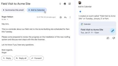 Add to Calendar button in Gmail.