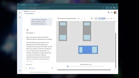gemini's canvas generating a parking visualization 