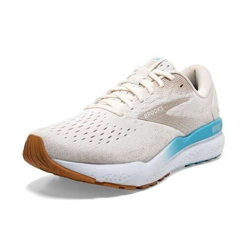Brooks Women’s Ghost 16 Neutral Running Shoe - Coconut/Chateau Grey/Blue - 11.5 Medium