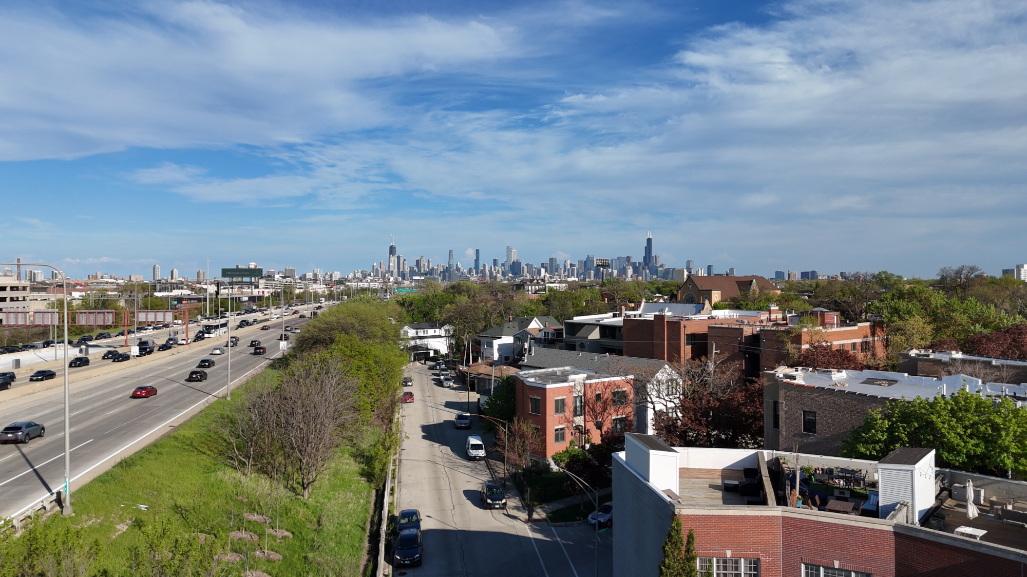 Still frame of video of Chicago skyline from DJI Flip