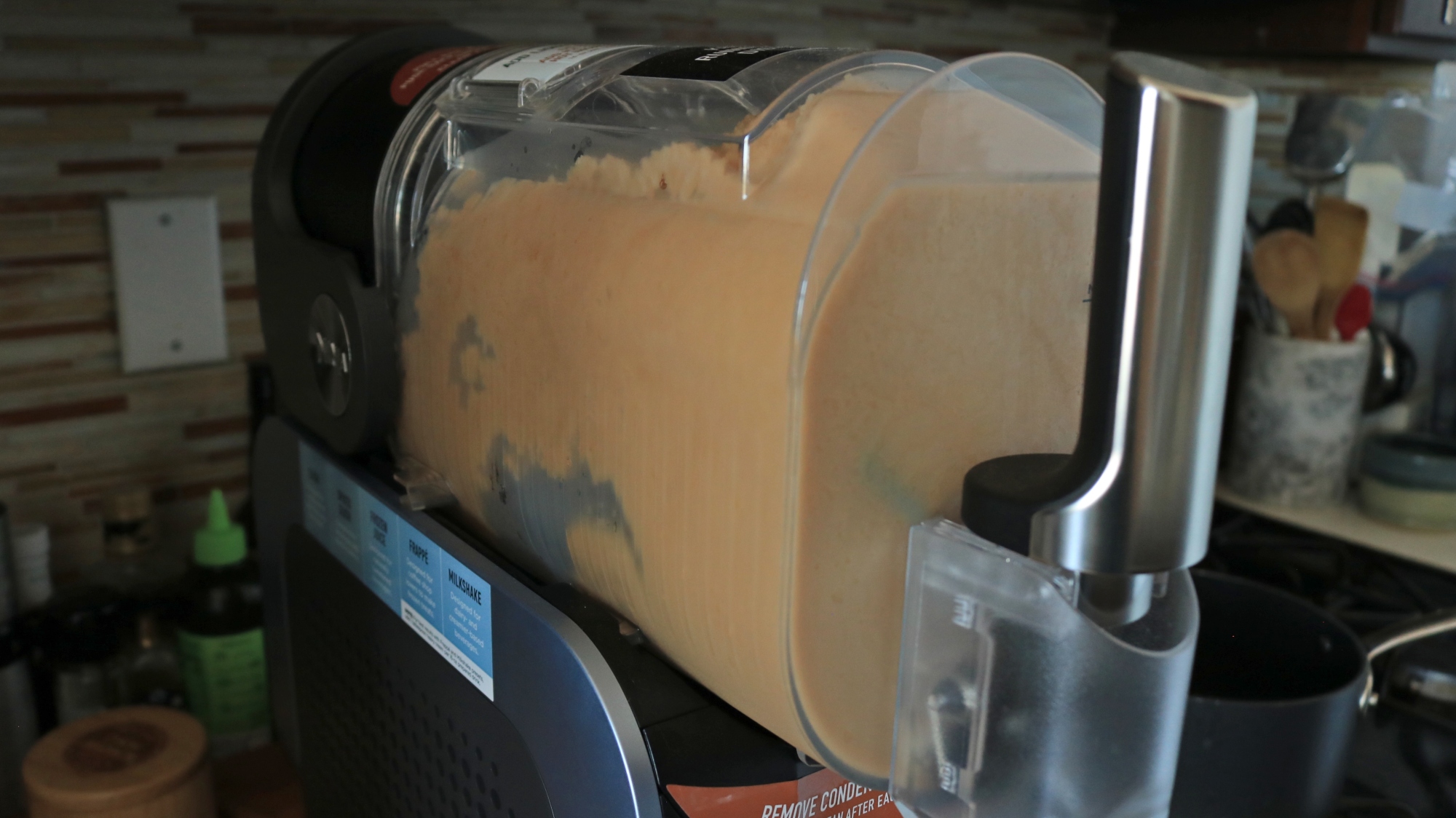 Coffee slushy in the Ninja Slushi machine.