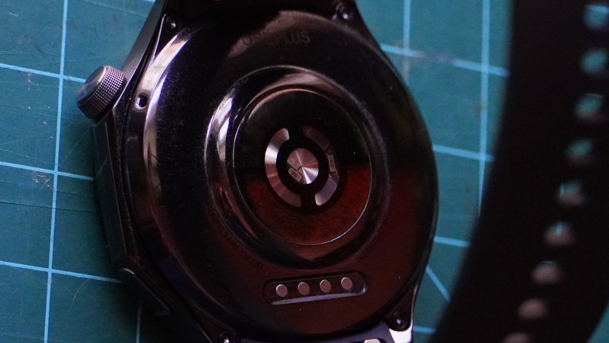 close-up of OnePlus Watch 3 sensors