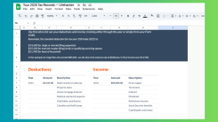 Screenshot of Google Sheets tax template.
