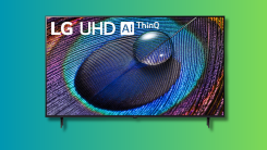 LG UR9000 on a teal and green background.