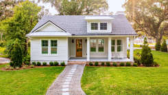 A pretty house in a manicured neighborhood