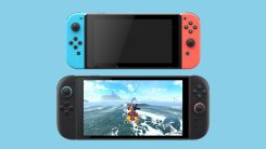 original switch on top of Switch 2 running Mario Kart World