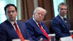 U.S. Secretary of State Marco Rubio, U.S. President Donald Trump, U.S. Secretary of Defense Pete Hegseth attend a Cabinet meeting at the White House on April 30, 2025 in Washington, DC.