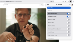 A YouTube videos with Phil Edwards plays with the Untrap extension open, allowing the user to hide related videos and other distracting features