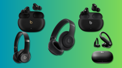 The Beats Studio Pro, Beats Solo 4, Beats Studio Buds, Beats Powerbeats Pro 2 and the Beats Studio Buds + on a teal and green gradient background.