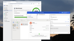 A screenshot showing Bitwarden, Apple Passwords, and 1Password all in the same frame