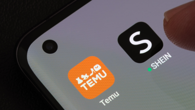 TEMU and SHEIN apps seen on the screen of smartphone.