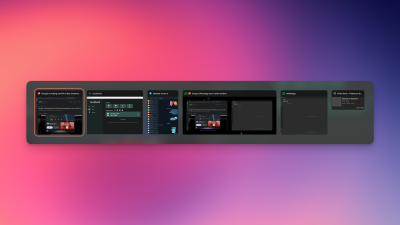 The app switcher in Windows 11, against a gradient background.