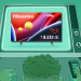 Man watching television screen displaying a Hisense Class U6HF Series Fire TV.