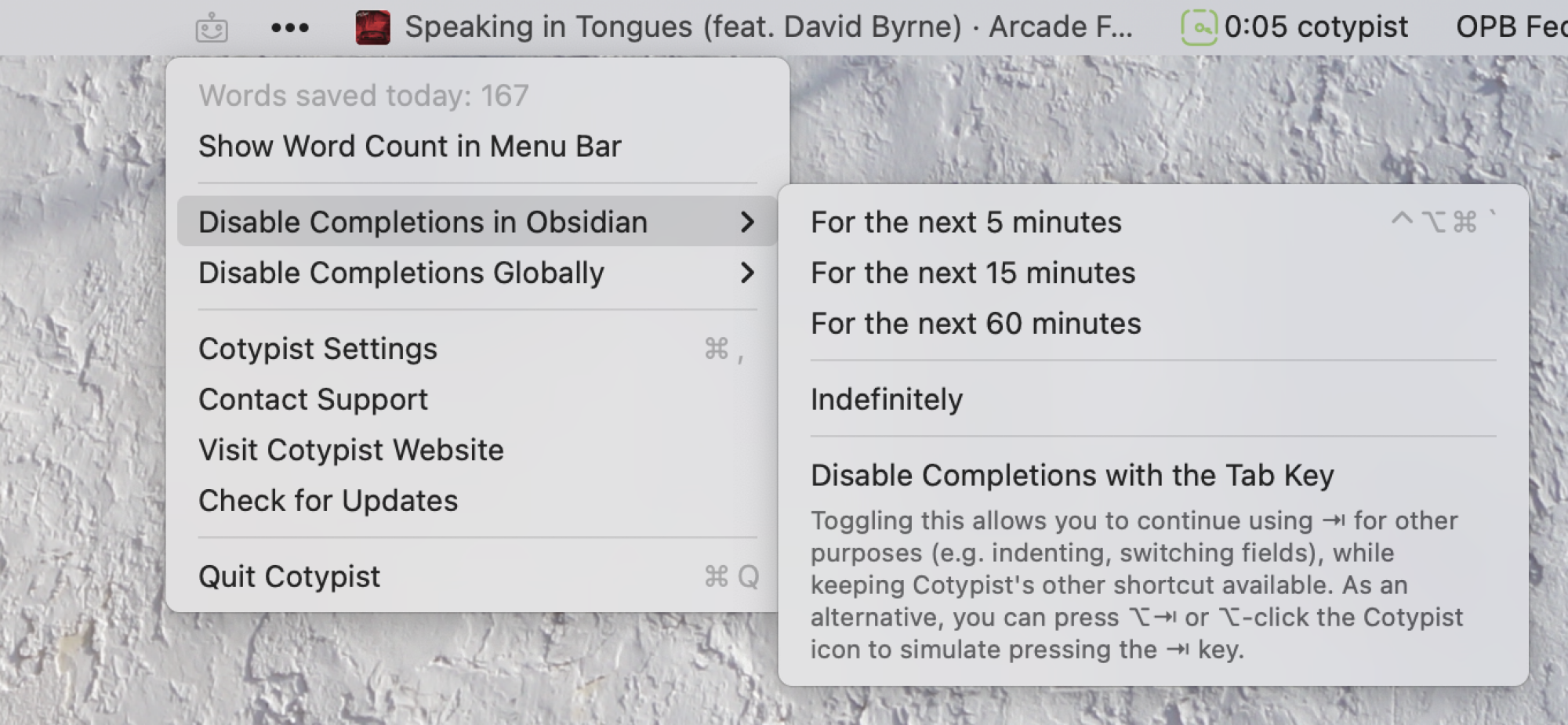 The menu bar icon for Cotypist