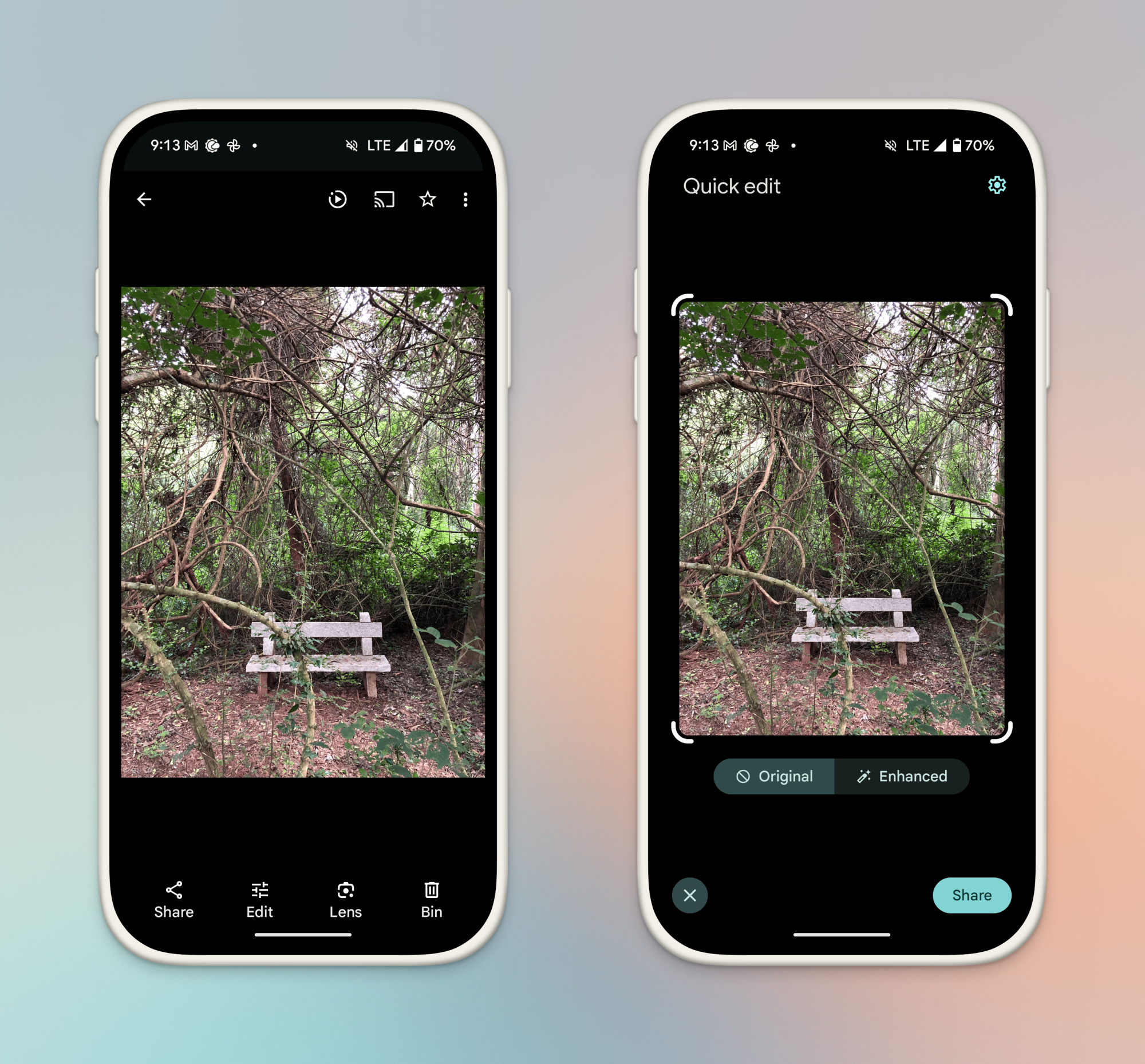 Quick Edits feature in Google Photos.